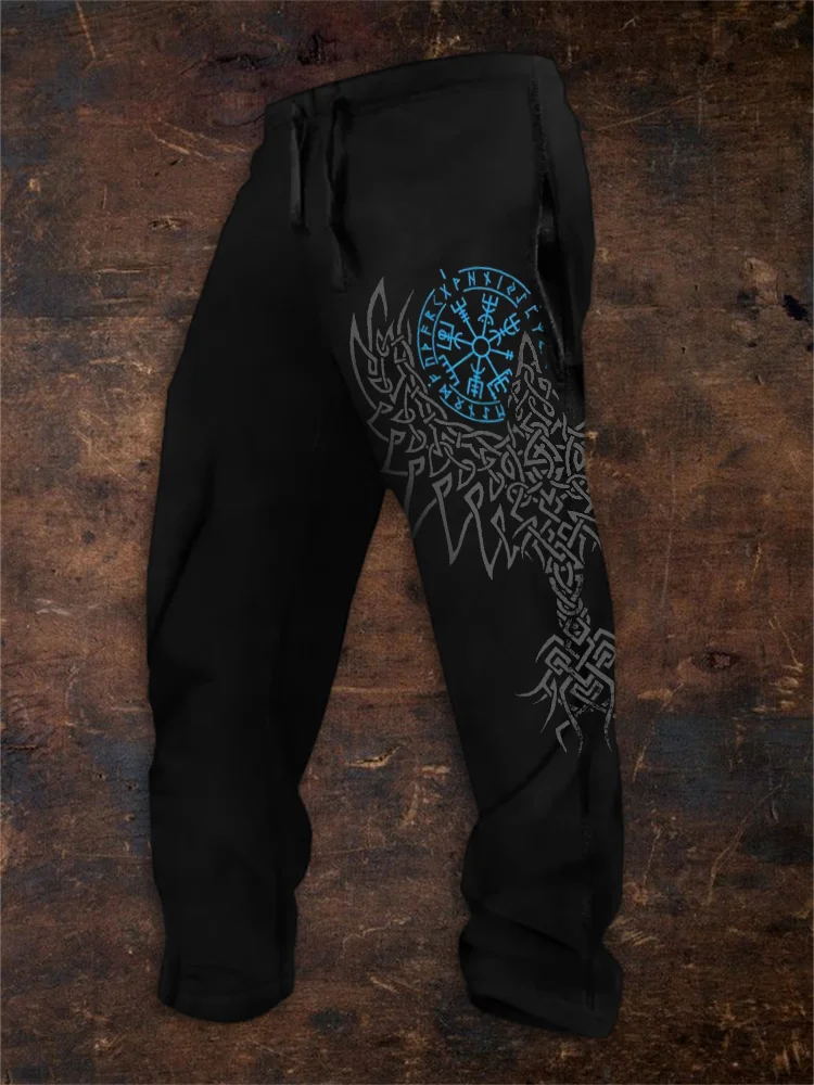 Unisex Vintage Viking Print Casual Sweatpants