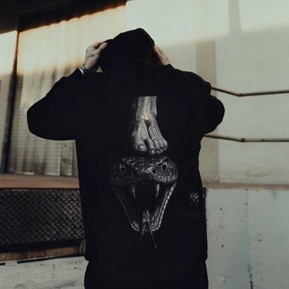 Foot On Snake Graphic Printed Men's Hoodie