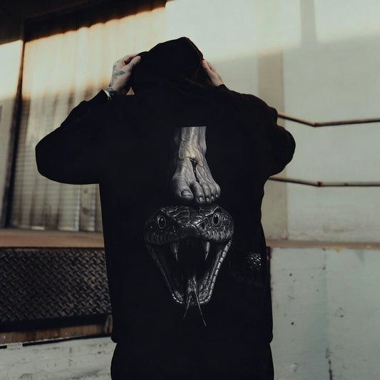 Foot On Snake Graphic Printed Men's Hoodie
