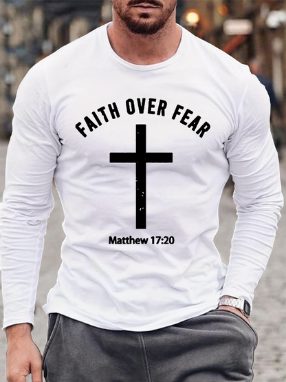 Faith Over Fear Jesus God Christian Cotton Long Sleeve T-Shirt