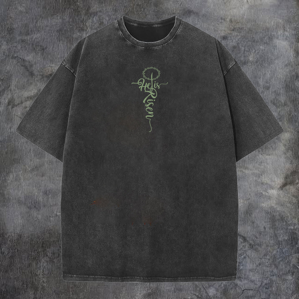 He Is Risen Printed Men's Washed Tee