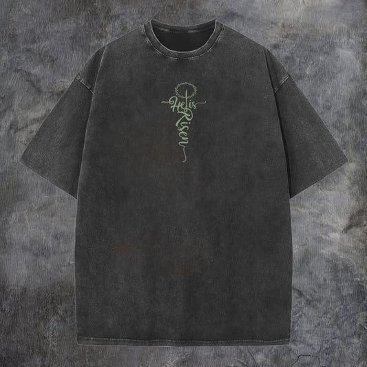 He Is Risen Printed Men's Washed Tee