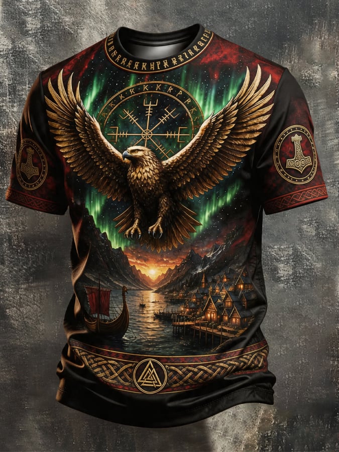 Men's Vintage Viking-Print T-Shirt