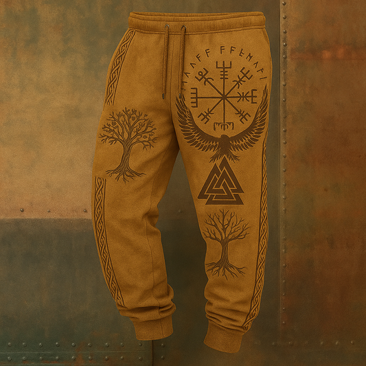 Viking Unisex Runes Eagle & Life Tree Graphics Jogging Pants