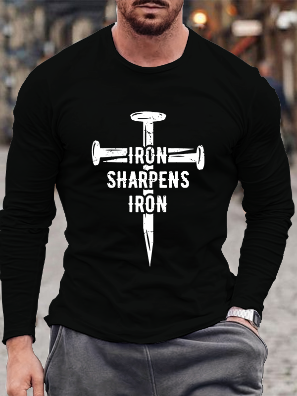 Iron Sharpens Iron Christian Cotton Long Sleeve T-Shirt