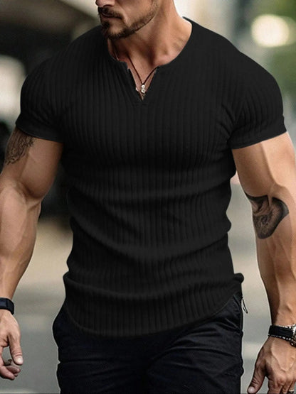 Men's Textured V-Neck T-Shirt