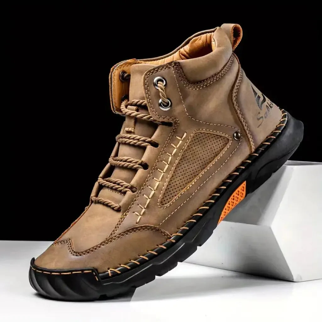 BIG SALE LIMITED STOCK! Men's Comfortable Handmade Leather Boots – Waterproof, Arch Support, Pressure Relief, Spacious Toe Box Outdoor Leather Shoes