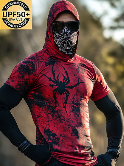 Men's Outdoor Sun Protection Breathable Cooling Mask Hooded Sun Protection Long-Sleeved Top