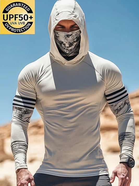 Men's Outdoor Sun Protection Breathable Cool Mask Hooded Sun Protection Long-Sleeved Top