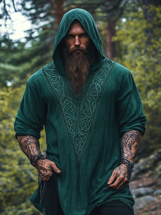 Men's Print Celtic Rune Inspired Art Pattern Hoodie