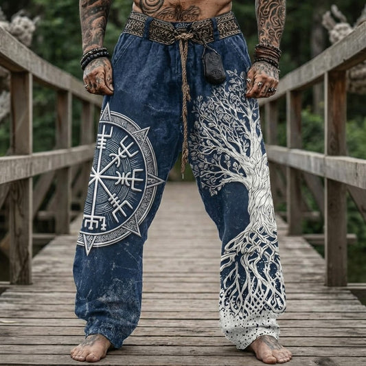 Men's Viking Retro Tree Of Life Compass Valknut Celtic Style Nordic Pants