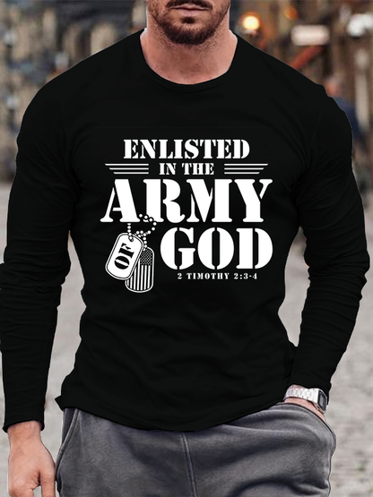 Enlisted in The Army God Christian Cotton Long Sleeve T-Shirt