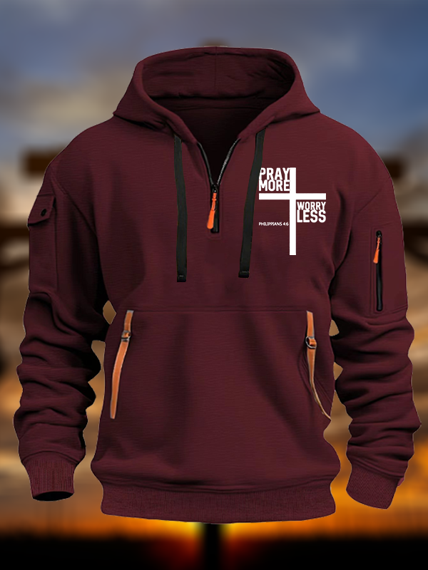 Pray More Worry Less Bible Verse Jesus God Christian Zipper Hoodies