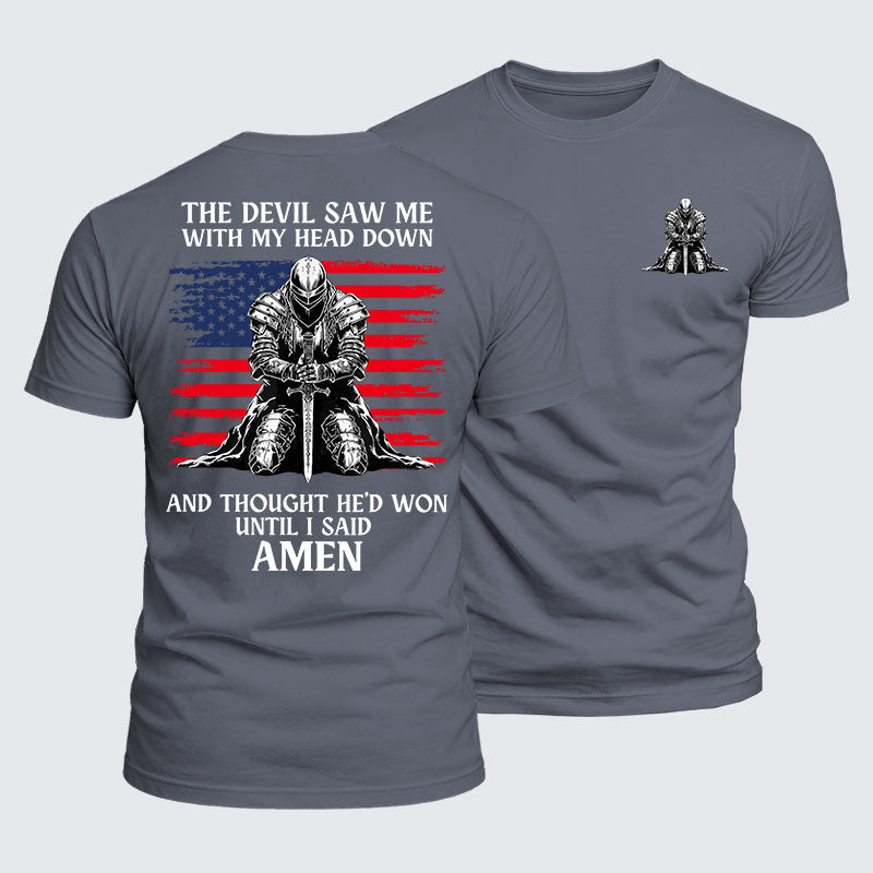 Luxe Mercerized Cotton Tee - The Devil Saw Me Until I Said Amen