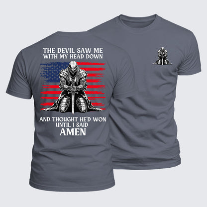 Luxe Mercerized Cotton Tee - The Devil Saw Me Until I Said Amen