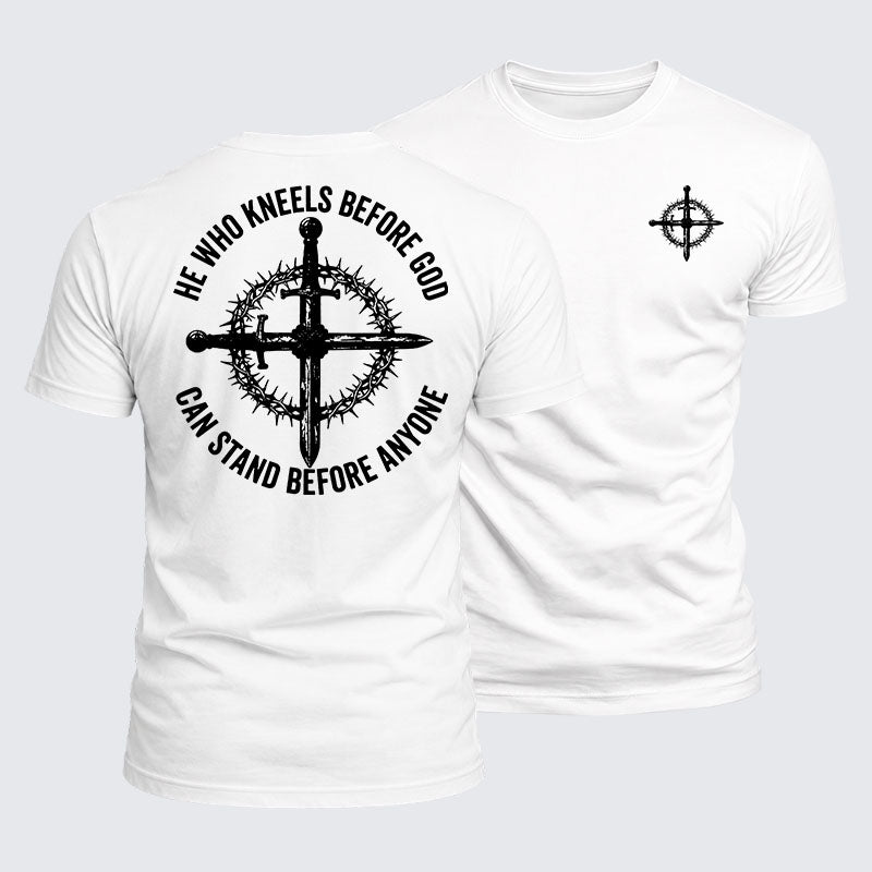 Luxe Mercerized Cotton Tee - He Who Kneels Before God Can Stand Before Anyone