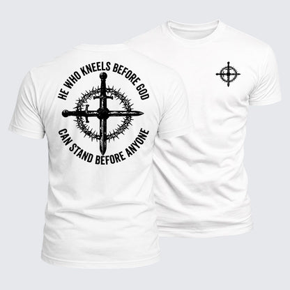 Luxe Mercerized Cotton Tee - He Who Kneels Before God Can Stand Before Anyone