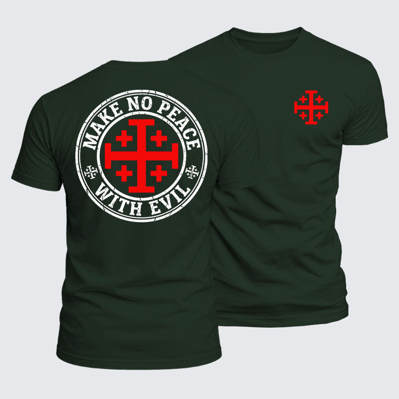 Luxe Mercerized Cotton Tee - Make No Peace with Evil Knight Templar Jerusalem Cross