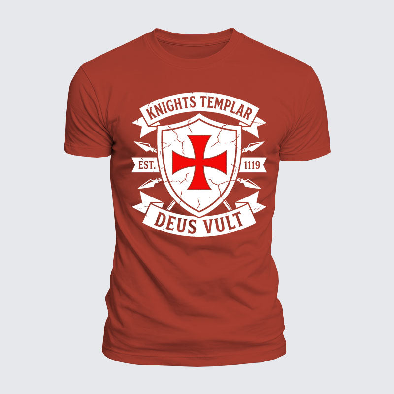 Luxe Mercerized Cotton Tee - Knights Templar Deus Vult