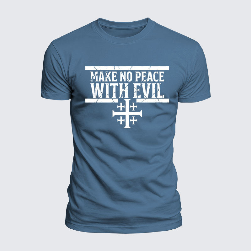 Luxe Mercerized Cotton Tee -  Make No Peace with Evil Knight Templar Jerusalem Cross