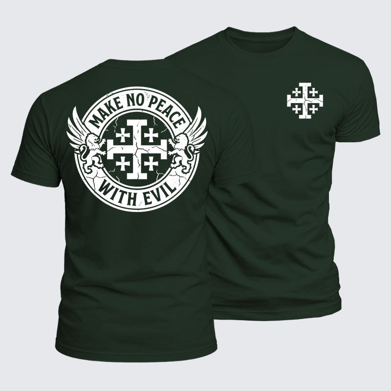 Luxe Mercerized Cotton Tee -  Make No Peace with Evil Knight Templar Jerusalem Cross