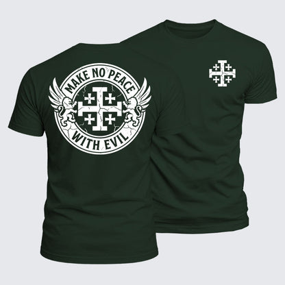 Luxe Mercerized Cotton Tee -  Make No Peace with Evil Knight Templar Jerusalem Cross