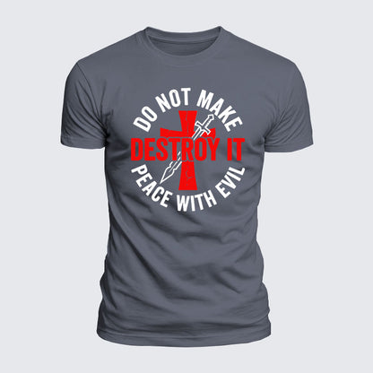 Luxe Mercerized Cotton Tee -  Make No Peace with Evil Knight Templar Jerusalem Cross