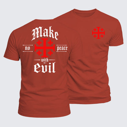 Luxe Mercerized Cotton Tee - Make No Peace with Evil Knight Templar Jerusalem Cross
