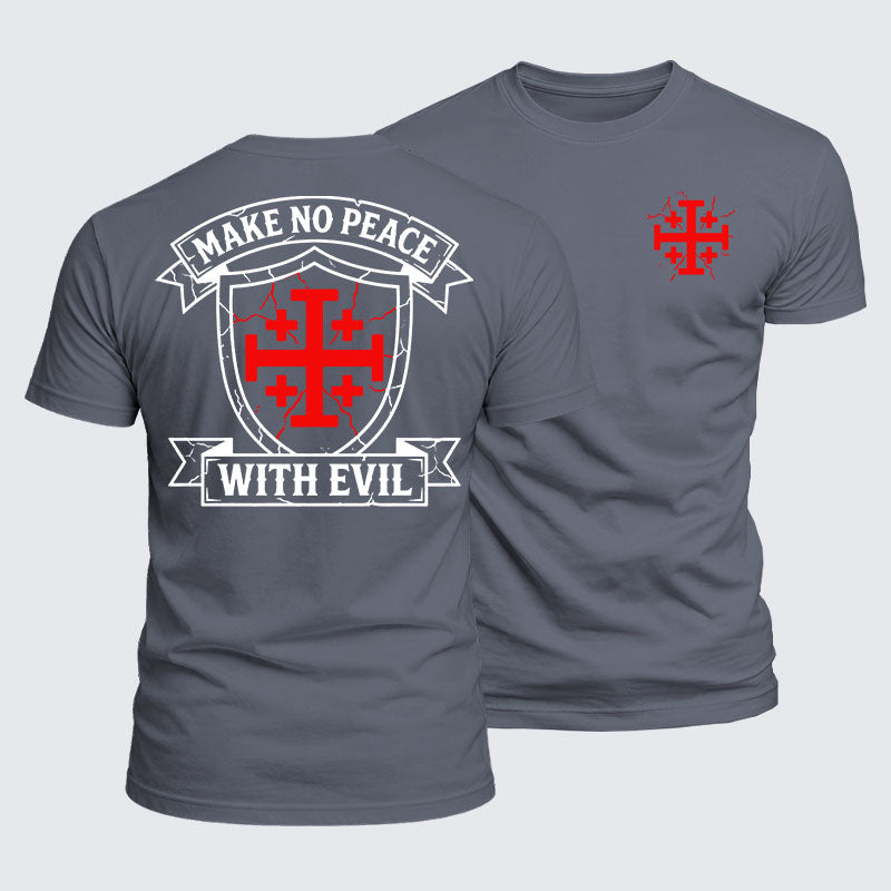 Luxe Mercerized Cotton Tee - Make No Peace with Evil Knight Templar Jerusalem Cross
