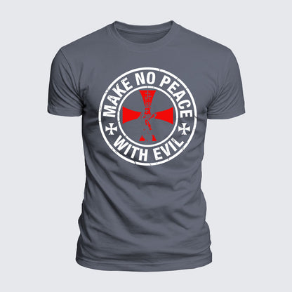 Luxe Mercerized Cotton Tee - Make No Peace with Evil Knight Templar Cross