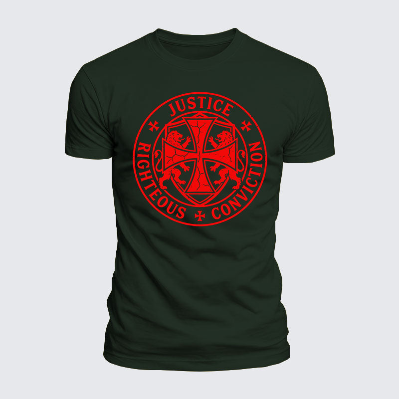 Luxe Mercerized Cotton Tee - Templar Virtues of the Knights Templar Shield