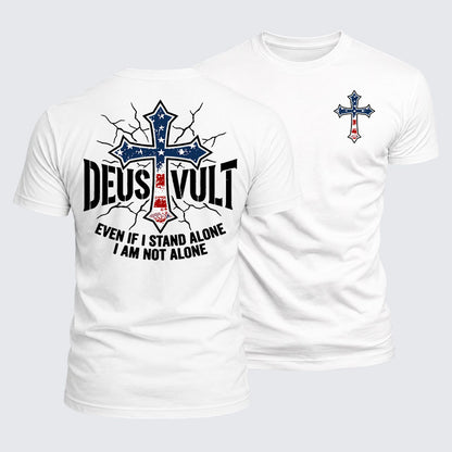 Luxe Mercerized Cotton Tee - Deus Vult Usa Flag Even If I Stand Alone, I Am Not Alone
