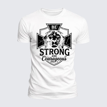 Luxe Mercerized Cotton Tee - Be Strong And Courageous Lion Joshua 1:9