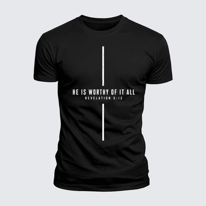Luxe Mercerized Cotton Tee - He Is Worthy Of It All Cross