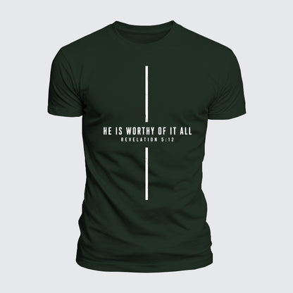 Luxe Mercerized Cotton Tee - He Is Worthy Of It All Cross