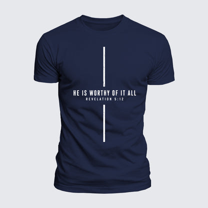 Luxe Mercerized Cotton Tee - He Is Worthy Of It All Cross