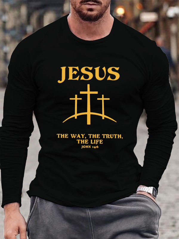 Jesus The Way The Truth The Life Cotton Long Sleeve T-Shirt
