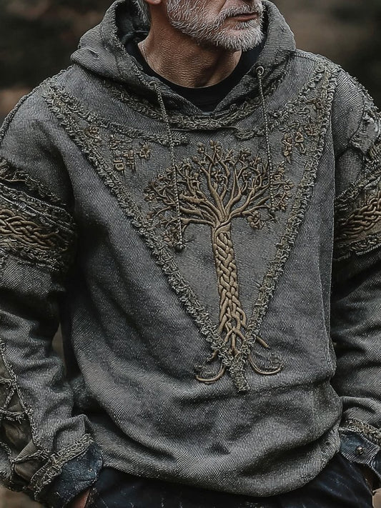 Men's Viking Celtic Knot Tree Of Life Paneled Comfort Hoodie