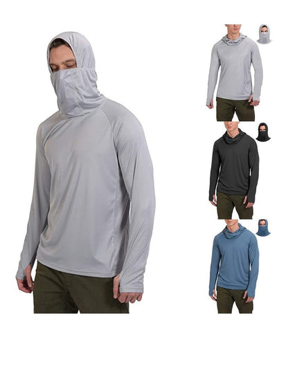Men's Outdoor Sun Protection Breathable Cool Mask Hooded Sun Protection Long-Sleeved Top