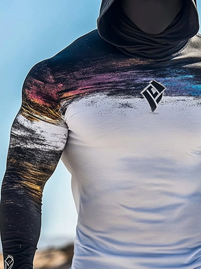 Men's Outdoor Sun Protection Breathable Cool Hooded Sun Protection Long Sleeve Top