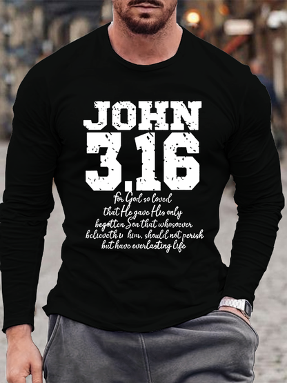 For God So Loved The World John 316 Bible Verse Christian Cotton Long Sleeve T-Shirt