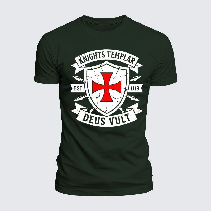 Luxe Mercerized Cotton Tee - Knights Templar Deus Vult