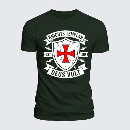 Luxe Mercerized Cotton Tee - Knights Templar Deus Vult