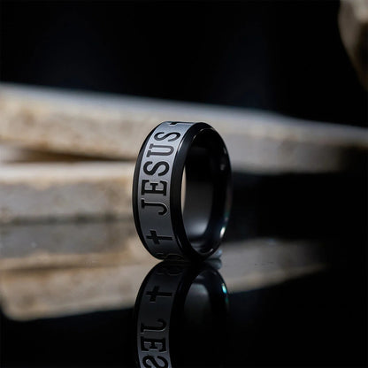 Titanium Steel Ring with Laser engraving JESUS