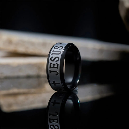 Titanium Steel Ring with Laser engraving JESUS