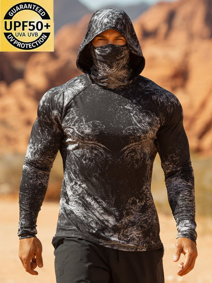 Men's Outdoor Sun Protection Breathable Cool Hooded Sun Protection Long Sleeve Top