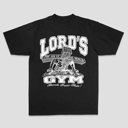 Lord's Gym The Sin Of The World Bench Press This! Printed Men's T-shirt
