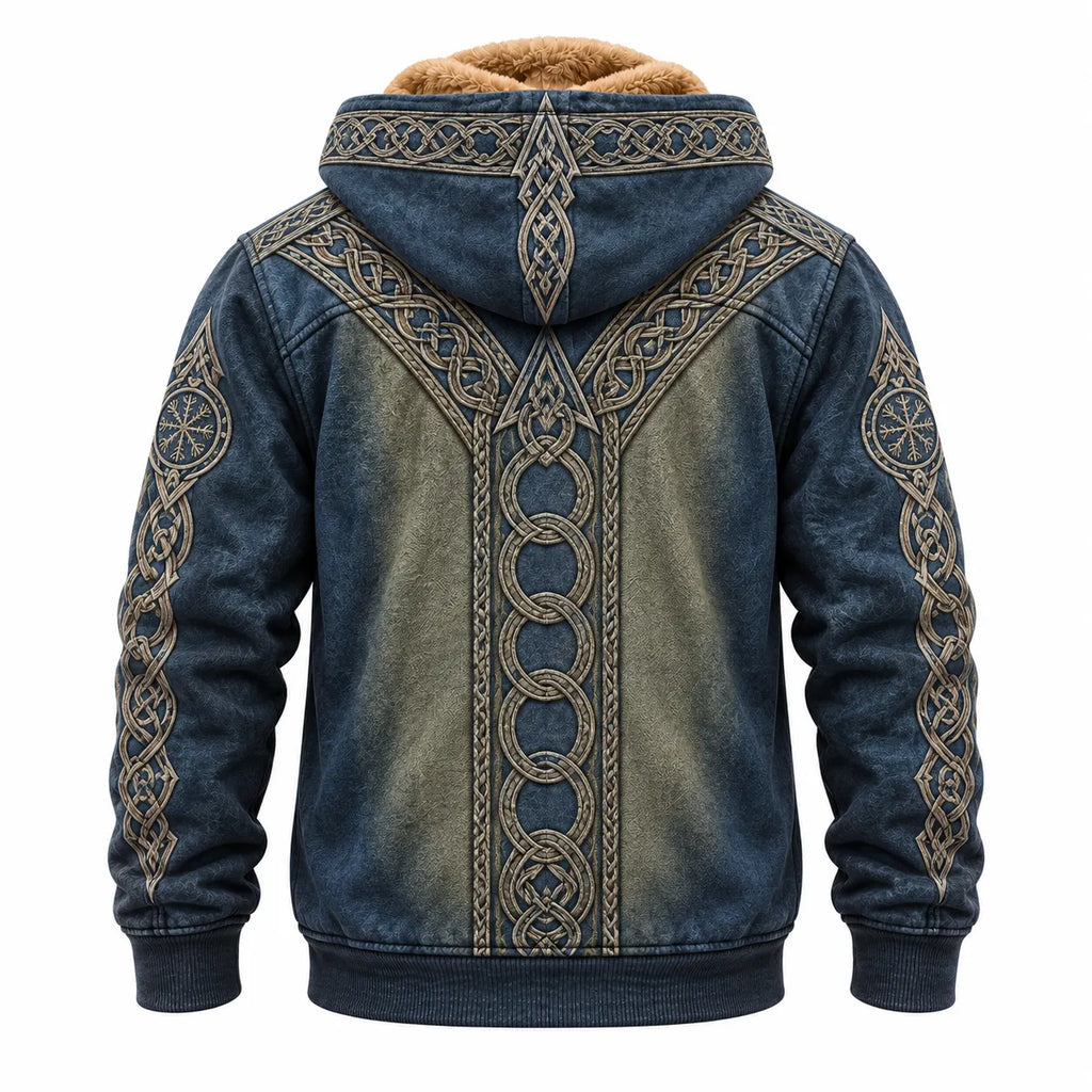 Navy Viking Knotwork Fleece Zip Hoodie