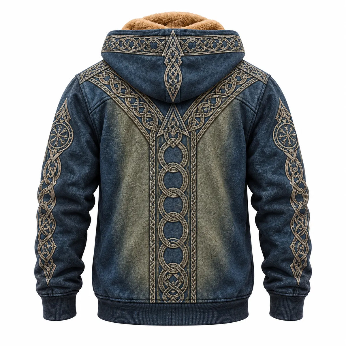 Navy Viking Knotwork Fleece Zip Hoodie