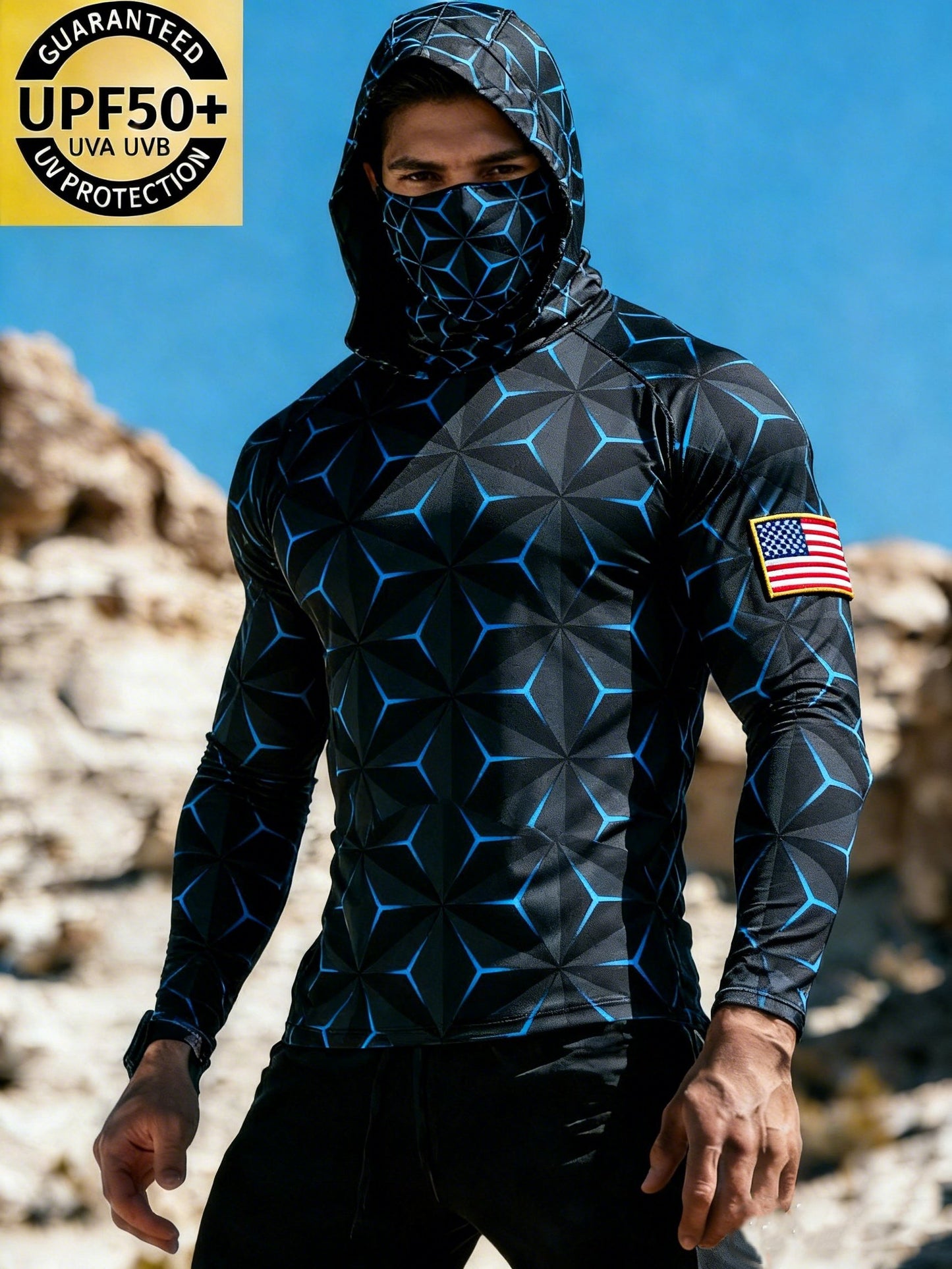 Men's Mechanical Lines Sun Protection Print Top